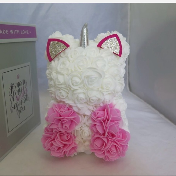 Always and Forever Rose Unicorn - White and Pink Size 9.6” - Picture 2 of 8
